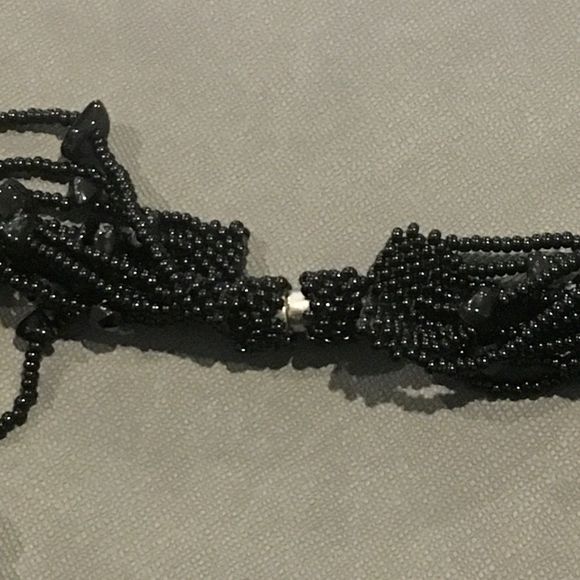 Vintage Black Onyx & Black Seed Bead Multi-Strand Necklace - Picture 7 of 15